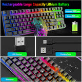 1 x RAW Customer Returns Wireless Gaming Keyboard and Mouse, 87 Keys Rainbow LED Backlight Rechargeable 3800mAh Battery Mechanical Feel Anti-Ghosting Ergonomic Waterproof RGB Mouse Black  - RRP €42.99