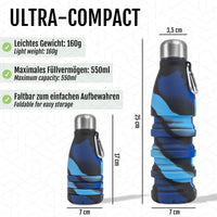 1 x RAW Customer Returns Perfekto24 Foldable Drinking Bottle - BPA-free, Leak-proof - High-quality silicone - Ideal festival accessory and practical outdoor companion with carabiner dark blue  - RRP €17.11