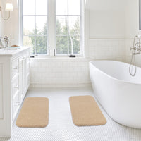 1 x RAW Customer Returns Bath Mat Non-Slip Pack of 2 Bath Rug Thickened Bathroom Rug Soft Bath Rug Fluffy Microfiber Bath Mat, Super Absorbent, Machine Washable, Quick Drying - 50 x 80cm Beige  - RRP €41.56