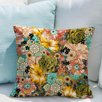 1 x Brand New Snylcce Set of 2 Spring Boho Cushion Covers Decorative Pillows 50 x 50 Velvet Soft Cushion Cover Bohemian Retro Ethnic Decorative Cushion Cover Throw Pillow Cases for Sofa Bedroom Living Room Home Blossom 2 - RRP €17.88