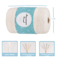 10 x Brand New Macrame Thread, 3mm x 300m, Premium Cotton Twine Macrame Twine for DIY Knitting Boho Decoration Wall Hanging Decoration Plant Hangers - RRP €192.0