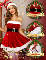 1 x RAW Customer Returns RSLOVE Santa Lingerie Costume Christmas Outfit Women s Strapless Skirt Nightgown Dress Red L - RRP €28.22