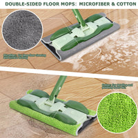 1 x RAW Customer Returns Masthome Flat Mop, 360 Floor Mop with 4 Microfiber Mop Pads, 151 cm Long Handle Mop, Adjustable, Metal Base Plate, for Quick Cleaning of Hardwood, Laminate, Tiles, Send Scraper - RRP €26.69