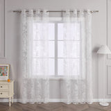 1 x RAW Customer Returns Delien Voile burnout curtain with leaves pattern, transparent curtain with eyelets, living room curtains, W x H 140 x 145 cm, white, 1 piece. - RRP €23.99