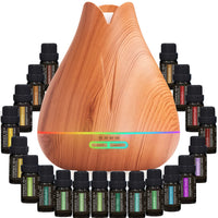 1 x RAW Customer Returns Pure Daily Care Aromatherapy Essential Oil Diffuser Gift Set - 400ml Light Wood Ultrasonic Diffuser with 20 Essential Plant Oils - 7 Ambient Light Settings - RRP €50.36