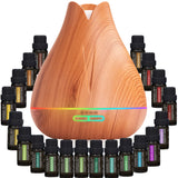 1 x RAW Customer Returns Pure Daily Care Aromatherapy Essential Oil Diffuser Gift Set - 400ml Light Wood Ultrasonic Diffuser with 20 Essential Plant Oils - 7 Ambient Light Settings - RRP €50.36