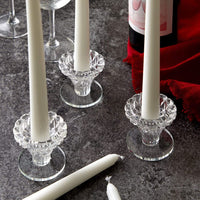 4 x Brand New Crystal glass candle holder, 12 pieces of glass candlesticks for tapered candles and table candles, wedding, romantic table decoration, each 6 x 6 x 4.8 cm - RRP €94.96