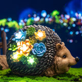 4 x Brand New TERESA S COLLECTIONS Garden decoration for outdoors 21 cm hedgehog solar light LED solar garden light with succulents garden decoration made of synthetic resin waterproof animal figure balcony terrace gifts for women - RRP €119.96