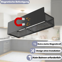 1 x RAW Customer Returns UMDONX 6 Pieces Magnetic Refrigerator Spice Rack, Refrigerator Magnets Shelf with 16 Removable Hooks, Refrigerator Shelf Magnetic Black  - RRP €28.14