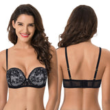 1 x RAW Customer Returns Curve Muse Women s Plus Size 1 Cup Size Push-Up Perfect Shape Underwire Lace Bra-2 Pack-Black,Light Gray-100B - RRP €41.47