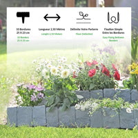 1 x RAW Customer Returns FISHTEC - Set of 10 modules garden edge stone effect - Outdoor decoration - Total length of 2.5 meters linear - Edge for fence, flower bed, planting - Flexible plastic - 25 x 10 cm - RRP €20.99