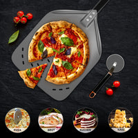 1 x RAW Customer Returns SOUTHGATE 12 inch perforated pizza peel, pizza shovel made of hard anodized aluminum, pizza shovel pusher with large surface and removable anti-scald handle, 30 x 35 cm - RRP €35.2