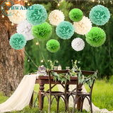 25 x Brand New YBwanli pompoms green 20s, decoration garden party, pompoms decoration, crepe paper green, wedding decoration table, decoration party green, tissue paper green, decoration birthday, school enrollment decoration - RRP €360.0