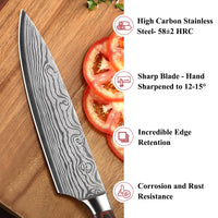 1 x RAW Customer Returns Sunnecko 20cm knife kitchen knife chef s knife - kitchen knife professional knife sharp kitchen knife stainless steel meat knife with pakka wood handle all-purpose knife kitchen sharp blade with gift box - RRP €36.59