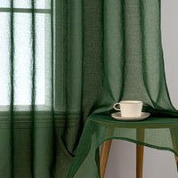 1 x RAW Customer Returns MIULEE Curtains with ruffle tape set of 2 curtains with eyelets curtains living room made of sheer voile curtains transparent bedroom dark green 140 x 225 cm - RRP €23.49