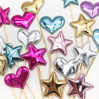 4 x Brand New Pack of 50 love cake decorations, birthday cake, cupcake toppers, muffin decoration, cake decoration, golden, shapes for wedding, party, birthday, cake, dessert, cake stand - RRP €37.0