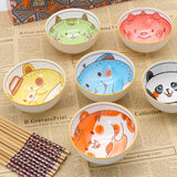 1 x RAW Customer Returns 6pcs Porcelain Cereal Bowls, Lucky Cat Pattern, Salad Bowl, Gift Set, 300 ml 10 oz, Soup Bowls, for Dessert, Fruit, Ramen Cartoon  - RRP €19.99