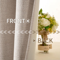 1 x RAW Customer Returns MIULEE blackout curtains with eyelets, linen look, set of 2, 225 x 140 cm, beige curtain, opaque with eyelets, thermal curtain, cold protection, curtains, living room, bedroom, heat-insulating - RRP €45.37