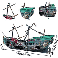 1 x RAW Customer Returns Nizirioo Aquarium Shipwreck Decorations, Aquarium Decoration Pirate Ship - Air Bubbler Sunken Ship Ornament - Aquarium Air Pump Powered Action Decor Dark Green  - RRP €20.3