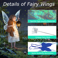 1 x RAW Customer Returns JGT fairy wings for girls adults, carnival butterfly wings for fairy angel princess, costume wings for Halloween birthday stage fairy theme party 60cm x 48cm blue  - RRP €14.99