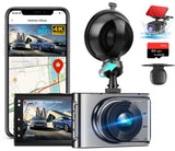 1 x RAW Customer Returns Jansite 4K Dashcam Car, WiFi Dashcam Car Front Rear with GPS Car Camera with 64GB SD Card 170 Wide Angle Night Vision WDR, Loop Recording, G-Sensor, Parking Monitoring, Type-C Interface - RRP €84.29