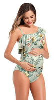 1 x RAW Customer Returns SHEKINI Maternity One-Piece Swimsuit Women s Ruffle Bandeau Ruched Adjustable Bikini Large Sizes Maternity Swimsuit One-Piece Bikini Pregnancy 2XL,Grey Green - RRP €41.29