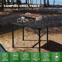 1 x RAW Customer Returns Odoland 2FT Foldable Camping Table, Height Adjustable BBQ Table with Mesh Desktop, Outdoor Picnic Table Card Table with Anti-Slip Feet for Grill BBQ RV 56cm  - RRP €48.06