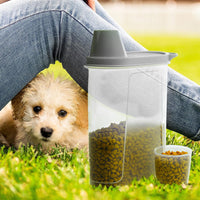 1 x RAW Customer Returns Kerhouze Set of 2 Dog Food Storage Airtight Pet Food Container with Measuring Cup Pourer Feed Dispenser for Cat Food Bird Food 2.3L Gray - RRP €20.57