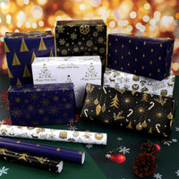 1 x RAW Customer Returns HOWAF Christmas wrapping paper, Christmas paper wrapping paper set, 70x50cm, 10 x large sheets of Christmas wrapping paper for children, blue, black, white, gold, wrapping paper for Christmas - RRP €11.17