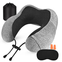 8 x Brand New Riqiaqia Travel Pillow, Neck Pillow Memory Foam, Neck Pillow Travel with Sleep Mask, Ear Plugs, Bag, Soft Pillow for Sleep, Airplane, Car and Home Black  - RRP €96.8