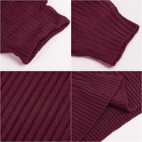 1 x RAW Customer Returns ANGGREK Women s Knitted Jumper Dress Long Sleeve Turtleneck Jumper Oversize Soft Rib Knit Jumper Dress Casual Sweater for Winter, Wine Red, XL - RRP €38.99