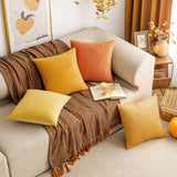 1 x Brand New EMEMA Velvet Cushion Cover Autumn Cushion Cover Decorative Throw Pillows Sofa Cushion Lumbar Cushion Throw Pillow Cover with Hidden Zipper Bedroom Sofa Set of 2 30 x 50 cm Lemon Yellow - RRP €11.1