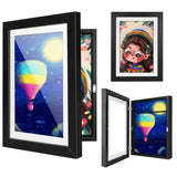 1 x Brand New Aolso A4 Wooden Frame, Openable Artwork Display Frame, Children s Art Frames, Desktop Photo Frame, Gift for Children, 34x25cm Wood Color  - RRP €14.63