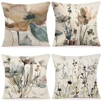 1 x RAW Customer Returns YCOLL Flowers Cushion Covers 40x40 Set of 4 Cushion Covers Linen Sofa Cushions Modern Abstract Flowers Watercolor Painting Decorative Cushions for Sofa Bedroom Couch Outdoor Cushion Covers 40x40 A090 - RRP €17.86