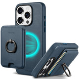 1 x RAW Customer Returns TUCCH Case for iPhone 15 Pro with Detachable Magnetic Card Holder, Case with Magnetic Wireless Charging, Secure Grip Ultra Thin Leather Case Compatible with iPhone 15 Pro 6.1 inch, Blue - RRP €30.99