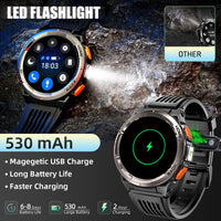 1 x RAW Customer Returns Smartwatch Men with Phone Function, 1.45 3ATM Waterproof Military Smartwatch with LED Flashlight, Robust Outdoor Watches with Compass, Altitude, Barometer, 24H Health Screening for Android iOS - RRP €59.99