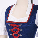 1 x RAW Customer Returns JASAMBAC Women s Dirndl 3 Piece Oktoberfest Costumes for Bavarian Carnival Blue Red L - RRP €69.88