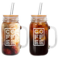 1 x RAW Customer Returns ANOTION Mason Jar Iced Coffee Cup with Lid and Straw, 24oz Regular Mouth Mason Jars with Handle, Glass Coffee Drinking Glasses, Mugs, Reusable Cups, Iced Coffee Cup Bottles for - RRP €18.99