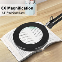 1 x RAW Customer Returns LED magnifying lamps, 3-arm magnifying glass with light, 8x magnifying lamp with clamp, movable arms, 3 color modes, 900 lumen magnifying lamp, cosmetic, magnification HD glass lens - RRP €55.99