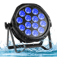 1 x RAW Customer Returns PUZILOZA Waterproof 14 LED Par Spotlight, RGBW 4 IN 1 LED Stage Light DMX 4 8CH with IP65 Waterproof Cable, Disco Party Light for Outdoor DJ Bar Club Christmas Helloween - RRP €99.99