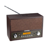 1 x RAW Customer Returns VOSTERIO Retro FM shortwave radio, wooden clock radio with wireless charging station, vintage radio with Bluetooth speaker, USB disk player, LCD display, alarm clock with 2 alarm tones - RRP €36.64