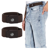 1 x Brand New WERFORU 2 pieces no buckle elastic belt for men buckle free stretch belt invisible 2 loops belt for jeans trousers - RRP €27.6