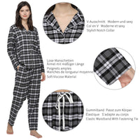 1 x RAW Customer Returns Mnemo Home Women s 100 Cotton Flannel Long Pajamas, Black, XL - RRP €32.99