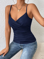 1 x RAW Customer Returns GORGLITTER Women s Spaghetti Straps Camisole Top Sleeveless Top Wrap Summer Cami Top Elegant Undertop with V-Neck Royal Blue M - RRP €23.18