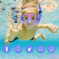 1 x RAW Customer Returns KUYOU diving goggles children with snorkel snorkeling set swimming goggles snorkeling mask 7-13 years, dry top system, panoramic view - RRP €18.99