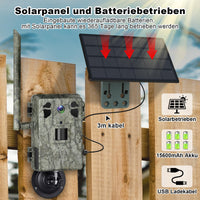 1 x RAW Customer Returns ZAIYW 4G LTE Solar Wildcamera mit SIM Karte Handy bertragung App, 2.7K HD Live Video Wildcamera 120 20M Bewegungsmelder 940nm No Glow Nachtsicht Trail Kamera IP66 Wasserdicht f r Tier berwachung - RRP €91.73