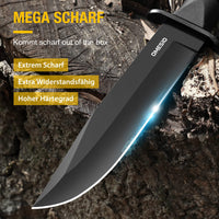 1 x RAW Customer Returns Omesio outdoor knife, survival knife, travel knife with fixed blade, fixed knife black - RRP €29.98