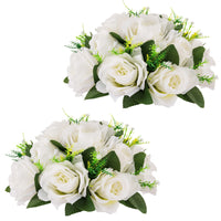 1 x RAW Customer Returns Inweder Wedding Flower Balls for Centerpieces 2 Pack Artificial Flower Balls Arrangement Bouquet Fake Flowers Silk Rose Balls with Base for Room Decoration Pure White - RRP €21.94