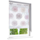 2 x Brand New Roman blind with circle motifs print design roller blinds voile transparent curtain WxH 100x140cm, purple with U-hook  - RRP €60.48