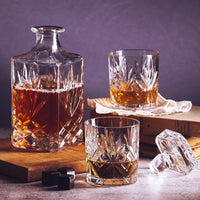 1 x RAW Customer Returns Flow Barware Whiskey Decanter and Glasses Gift Set 750ml Whiskey Decanter, Set of 2 Whiskey Glasses Whiskey Stones and Wooden Box Whiskey Gift Sets for Men - RRP €39.95